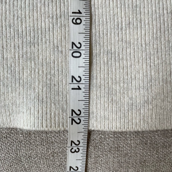 CAbi Lux Oatmeal Cowl Neck Cropped Length Tapered Sleeve Drop Shoulder Sweater - Picture 11 of 12